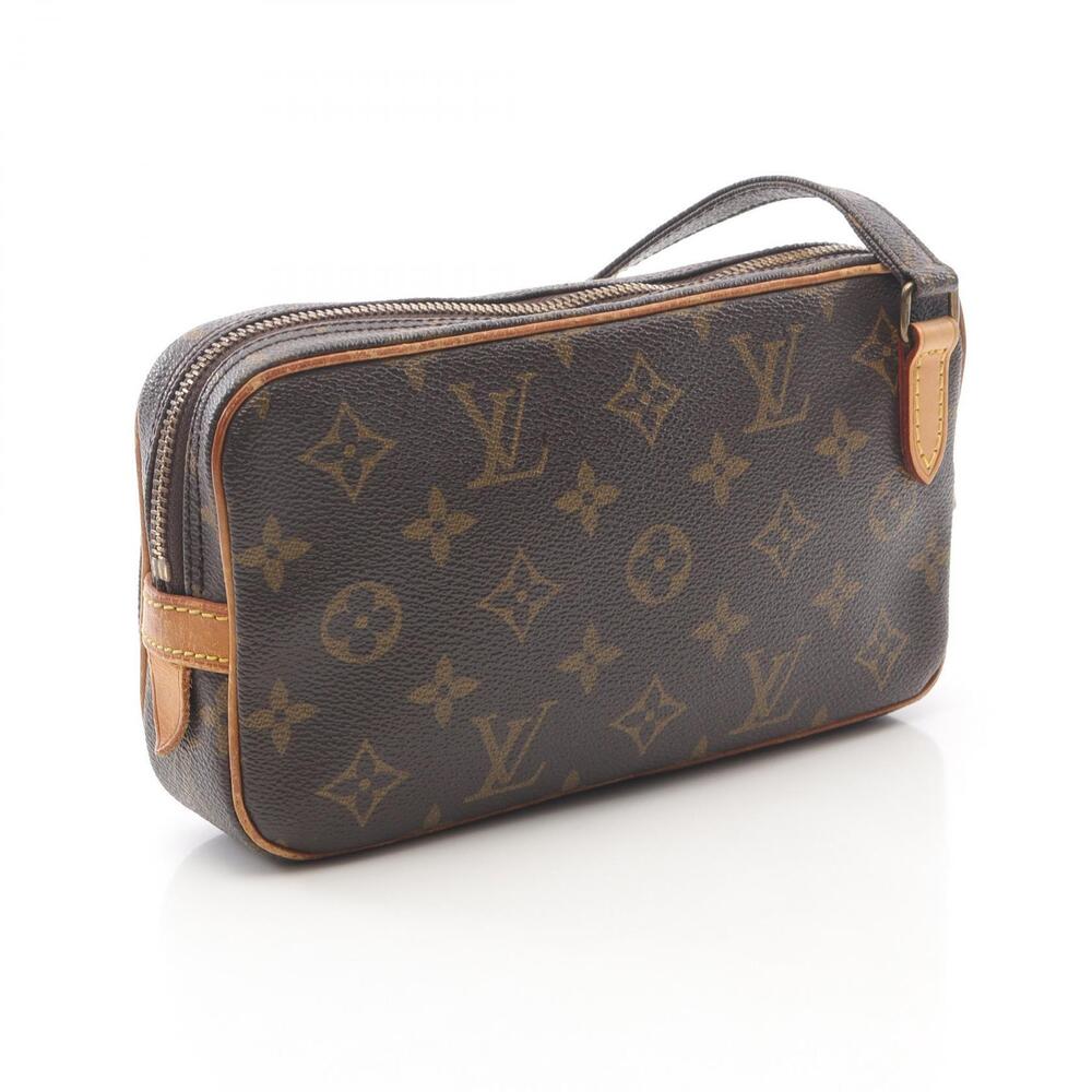 Louis Vuitton Shoulder Leather Canvas Bag Bandouliere Brown Monogram Marly